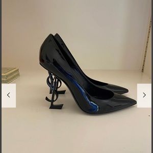 SAINT LAUREN Black Patent Leather Opyum Pumps, 7.5